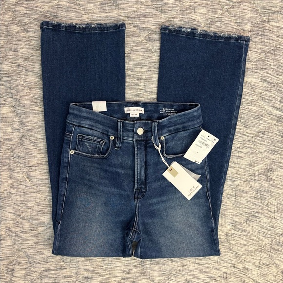 Good American Good Legs Cropped Mini Bootcut Jeans Sz 0/25 NWT | Good American- - Picture 1 of 10